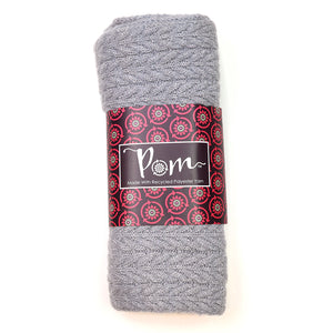 Grey Recycled Yarn Herringbone Cable Knit Scarf