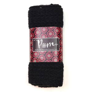 Black Recycled Yarn Herringbone Cable Knit Scarf