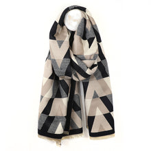Load image into Gallery viewer, Black/Mushroom Mix Chevron Cotton Blend Scarf
