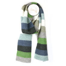 Load image into Gallery viewer, Denim/Grey/Green Mix Multi Stripe Scarf
