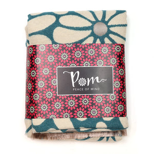 Dusky Teal/Ecru Bold Floral Reversible Scarf