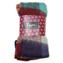 Load image into Gallery viewer, Blue/Burgundy Mix Fluffy Checked Scarf
