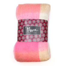 Load image into Gallery viewer, Bright Pink/Camel Fluffy Checked Scarf
