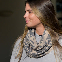 Load image into Gallery viewer, Oatmeal/Grey Fine Knit Animal Stripe Snood

