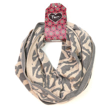 Load image into Gallery viewer, Oatmeal/Grey Fine Knit Animal Stripe Snood
