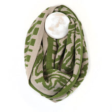 Load image into Gallery viewer, Oatmeal/Pea Green Fine Knit Animal Stripe Snood
