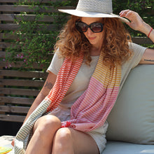 Load image into Gallery viewer, Orange Mix Cotton Striped Scarf
