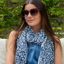 Load image into Gallery viewer, Navy White Ditsy Scarf
