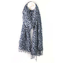 Load image into Gallery viewer, Navy White Ditsy Scarf
