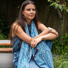 Load image into Gallery viewer, Cobalt Blue Ditsy Scarf

