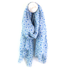 Load image into Gallery viewer, Light Blue Mini Floral Scarf
