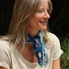 Load image into Gallery viewer, Navy &amp; Green Floral Recycled Crinkle Neckerchief
