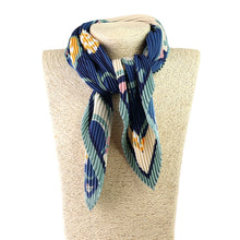 Load image into Gallery viewer, Navy &amp; Green Floral Recycled Crinkle Neckerchief
