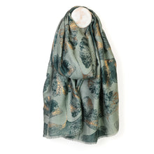 Load image into Gallery viewer, Sage Mix &amp; Metallic Gold Print Scarf
