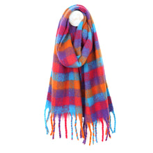 Load image into Gallery viewer, Bright Pink/Orange &amp; Blue Thick Scarf
