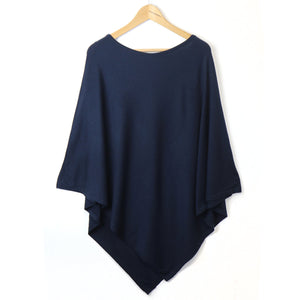 Navy Fine Knitted Poncho