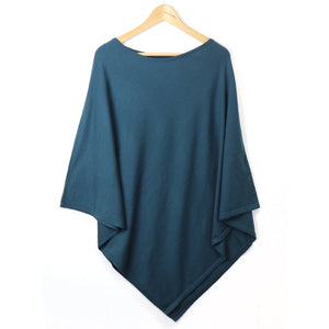 Teal Fine Knitted Poncho