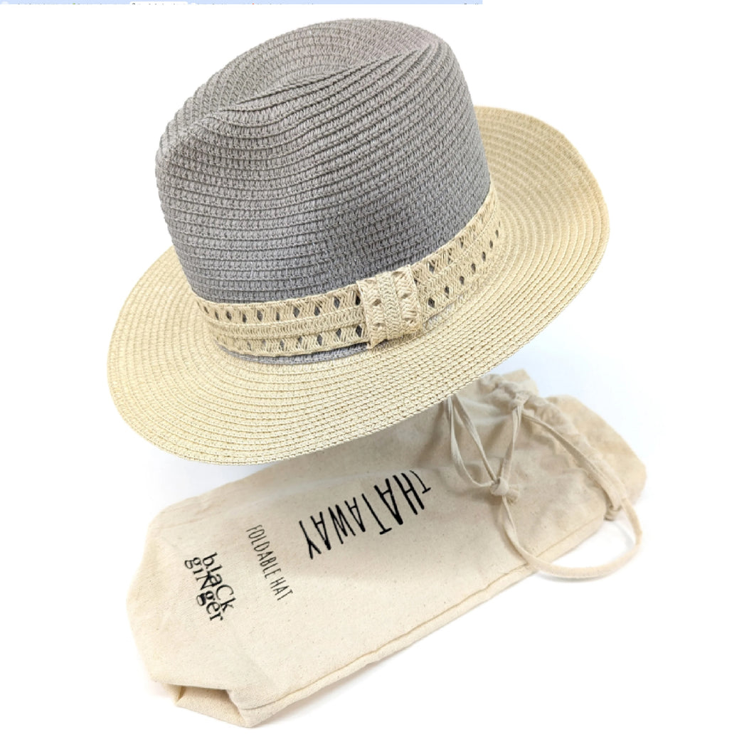 Vintage Two Tone Panama Foldable Hat