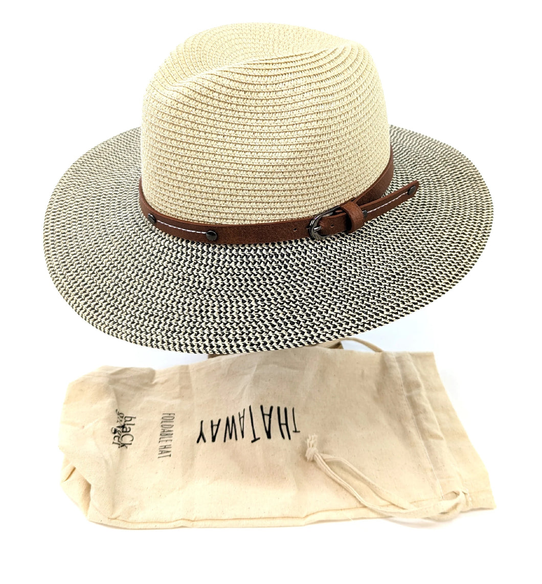 Large Two Tone Panama Foldable Hat