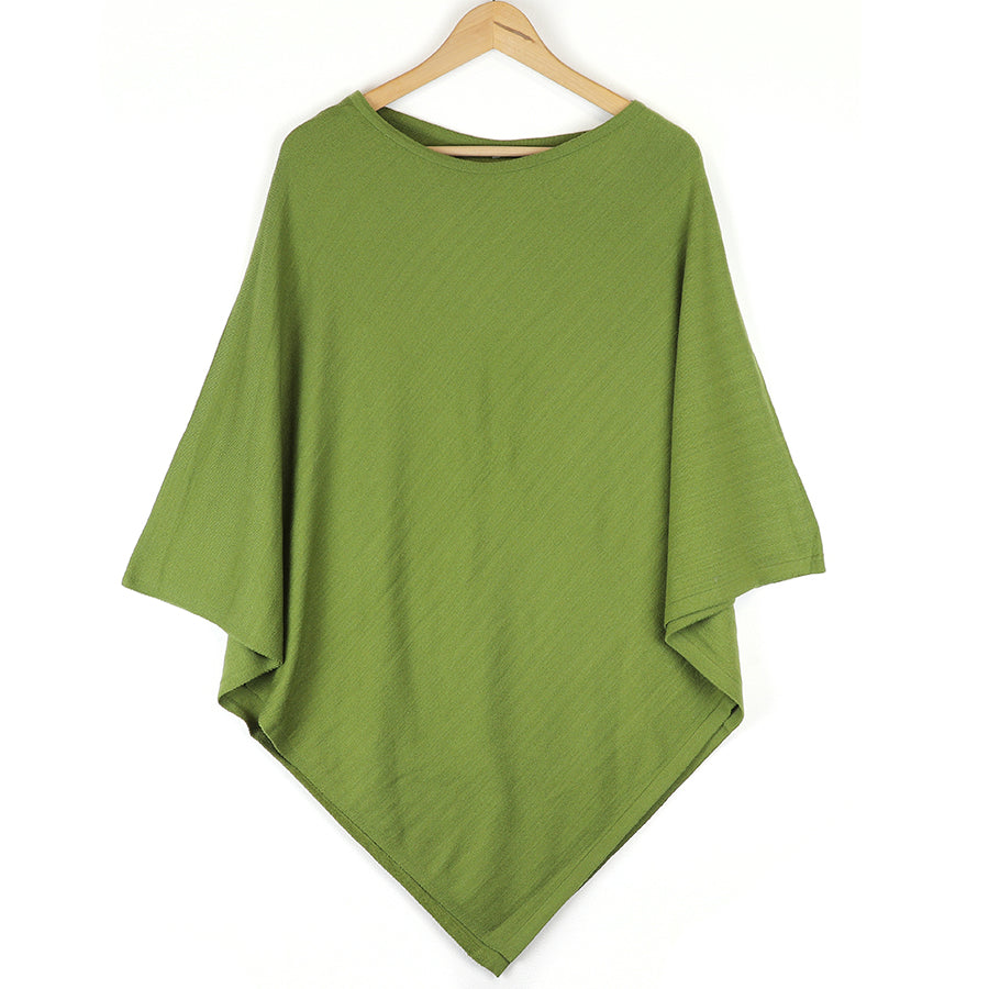 Pea Green Fine Knitted Poncho