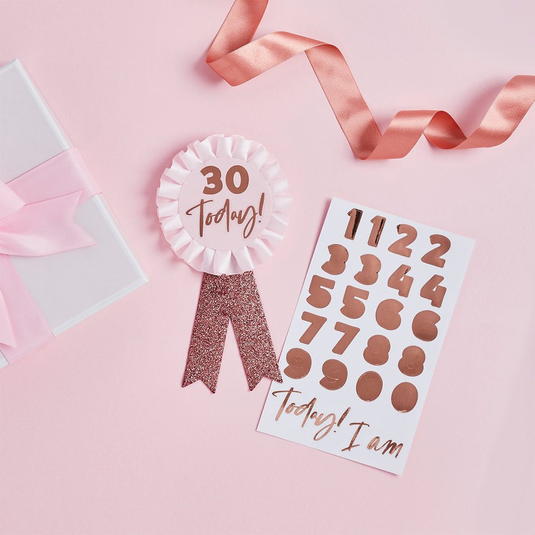 Rose Gold Happy Birthday Badge