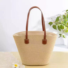 Load image into Gallery viewer, Natural Shoulder Beach Bag
