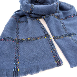 Spotty Boxy Thick Scarf Sky Blue