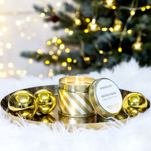 Festive Wishes - Orange, Cinnamon & Clove - Tin Candle