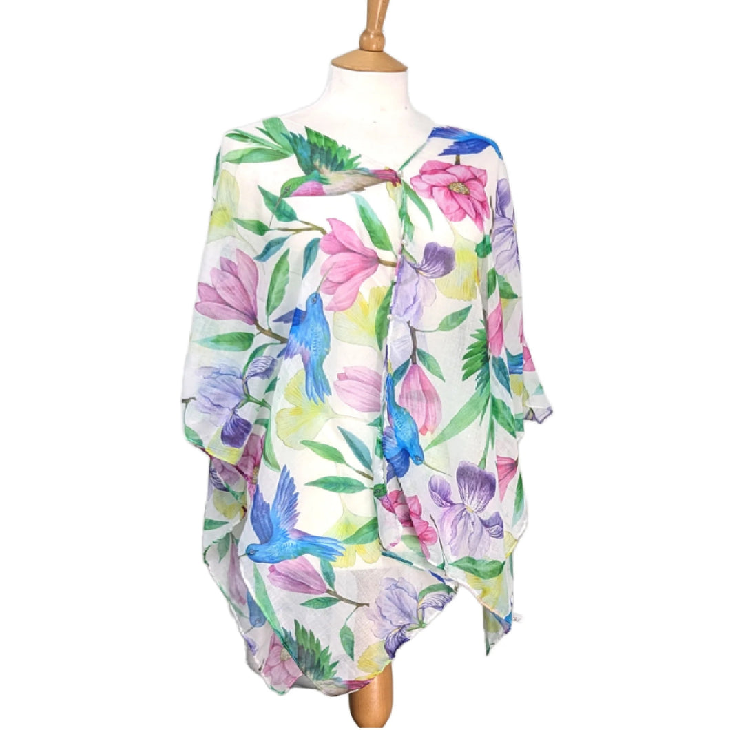 Tropical Hummingbird Pearl Detail Poncho