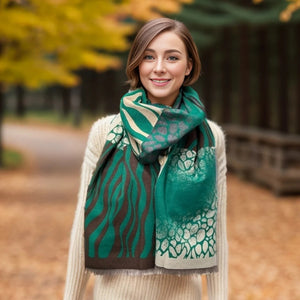 Green Animal Print Scarf