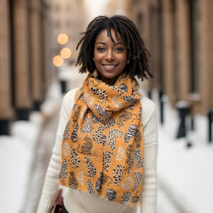 Orange Animal Print Cat Scarf