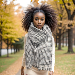 White/Black Sparkly Reversible Thick Scarf