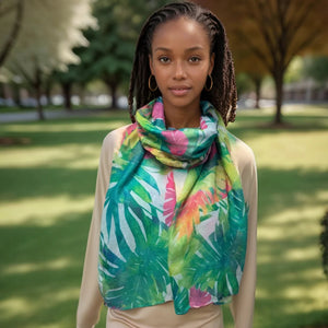 Bright Tropical Flowers Scarf