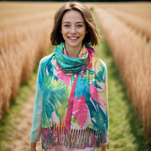 Load image into Gallery viewer, Bright Tropical Flowers Pashmina Scarf
