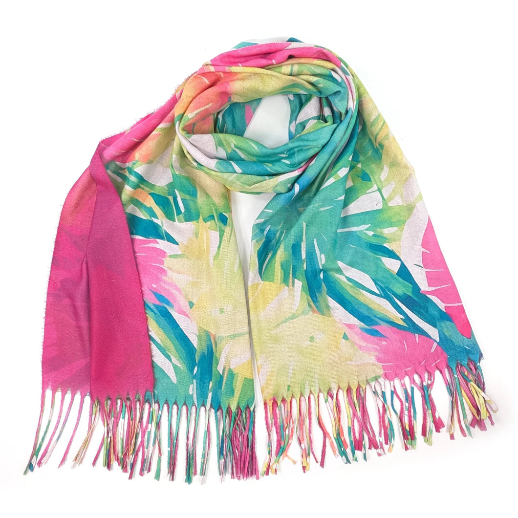 Bright Tropical Flowers Pashmina Scarf