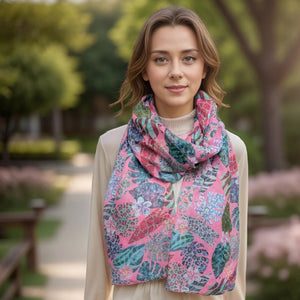 Leopard Print Leaves Scarf