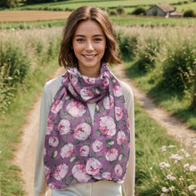 Load image into Gallery viewer, Purple Peonies Scarf
