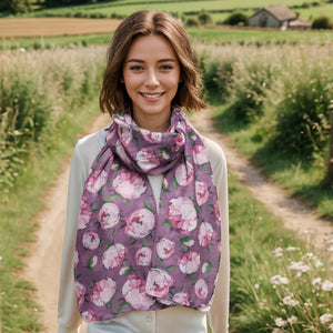 Purple Peonies Scarf