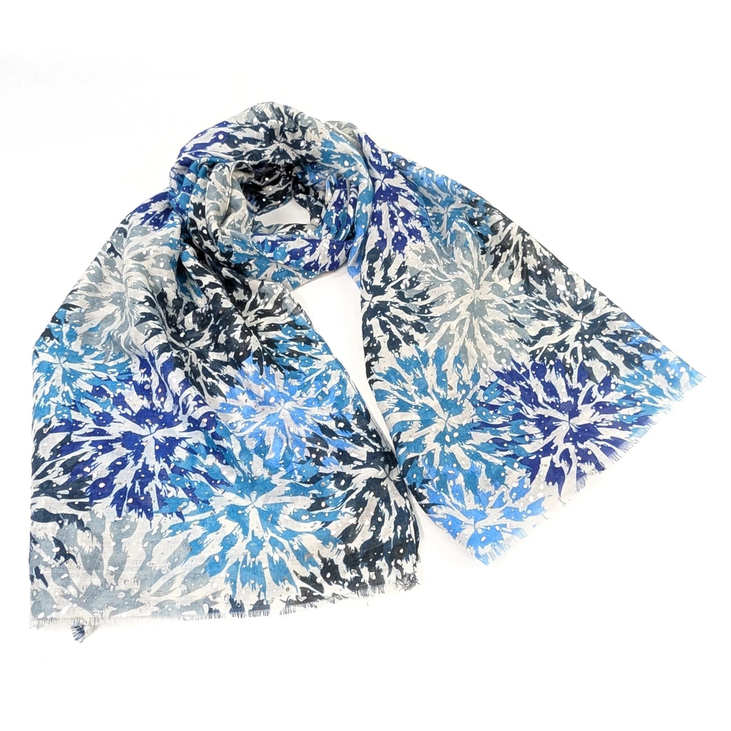 Blue Flower Burst Scarf