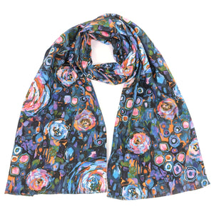 Abstract Floral Scarf Blue