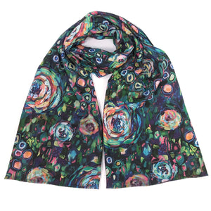 Abstract Floral Scarf Green