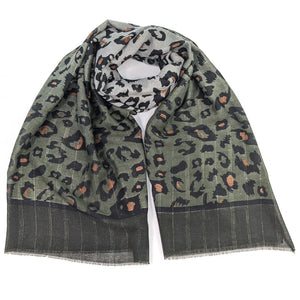 Glittery Animal Print Scarf - Green