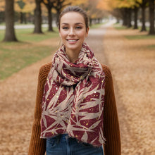 Load image into Gallery viewer, Glistening Leaves Scarf - Dark Red
