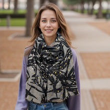 Load image into Gallery viewer, Glistening Leaves Scarf - Black/Grey
