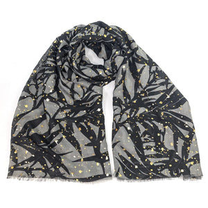 Glistening Leaves Scarf - Black/Grey