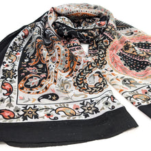 Load image into Gallery viewer, Golden Paisley Scarf - Black
