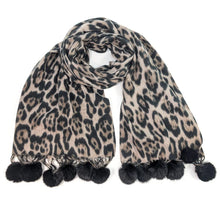 Load image into Gallery viewer, Fluffy Animal Print Scarf - Grey
