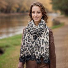 Load image into Gallery viewer, Fluffy Animal Print Scarf - Grey
