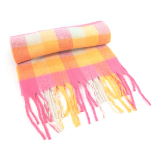 Super Thick Boxes Scarf Pink/Orange