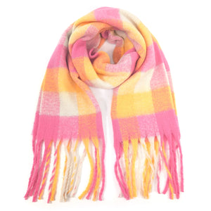 Super Thick Boxes Scarf Pink/Orange